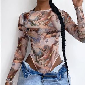 Butterfly meshed bodysuit